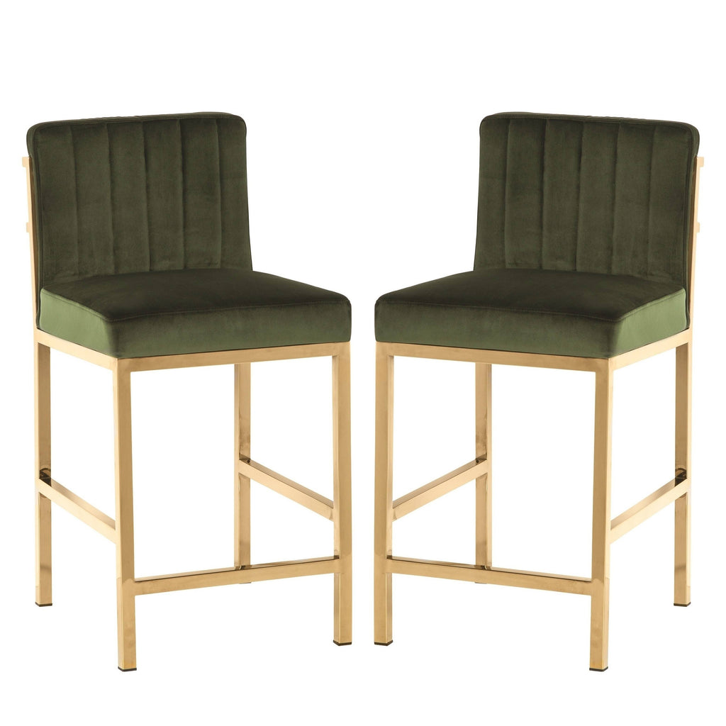 Green Velvet Counter Height Stools M12043