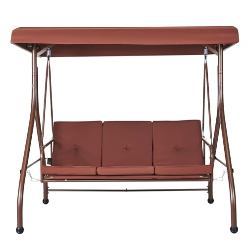 3-Seat Converting Canopy Patio Swing Chair with Cushion G74651