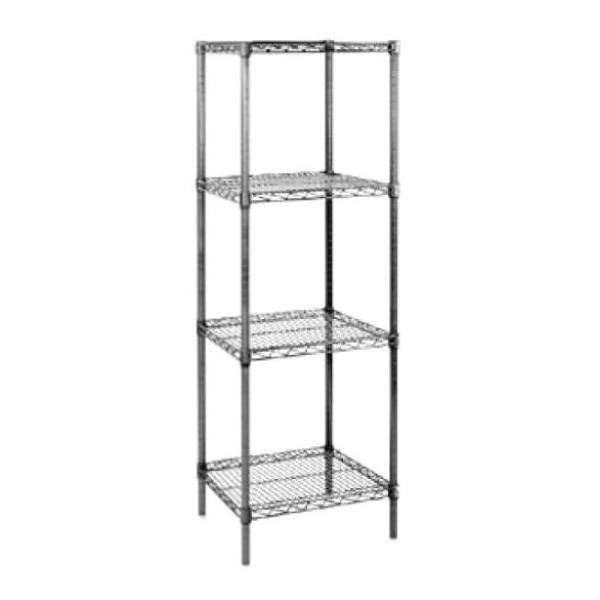 4 Tier Silver Epoxy Wire Shelving Starter Unit I631346