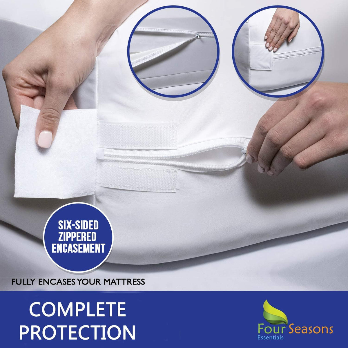 Pack of 2 Waterproof Zippered Mattress Protector Bed Cover R60766