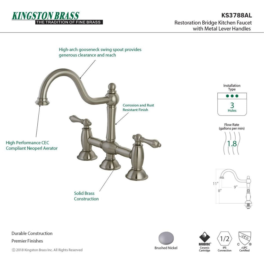 Oil Rubbed Bronze Bridge Kitchen Faucet G791464