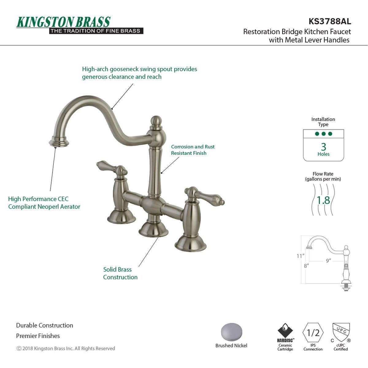 Oil Rubbed Bronze Bridge Kitchen Faucet G791464