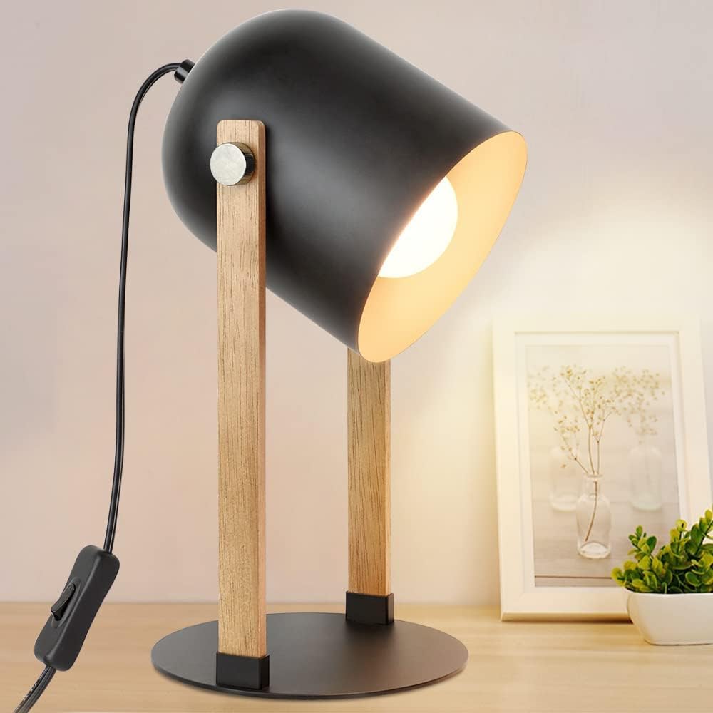Table Lamp with Wood and Metal, 360° Rotatable, E26 Base V969171