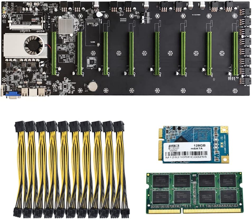 Miner Motherboard with 8GB RAM, 128G MSATA SSD, 8 GPU Slot O88355
