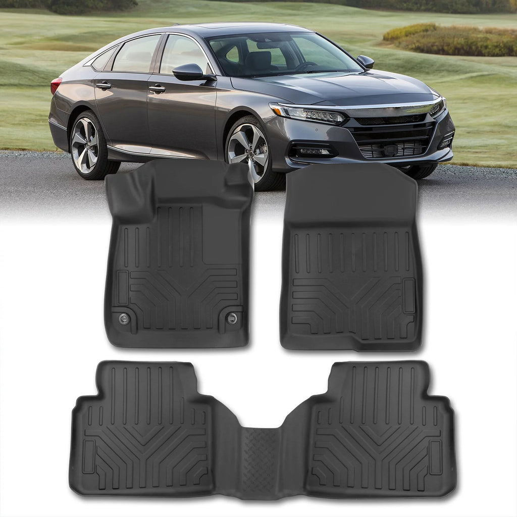 3-Piece All Weather Rubber Floor Mats Liner Black Front & Rear D9155