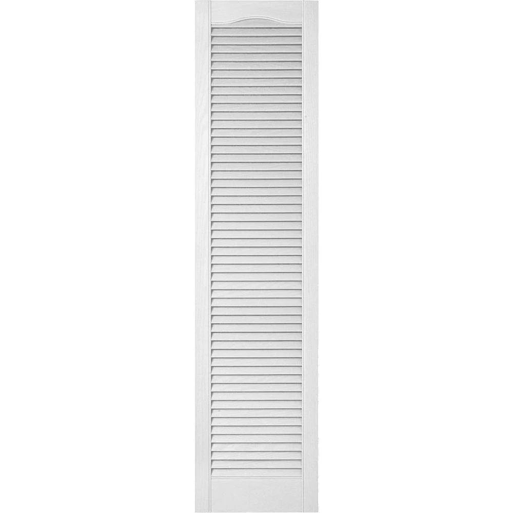18 in. x 49 in. Vinyl Louvered Shutters Pair Bright White S401448