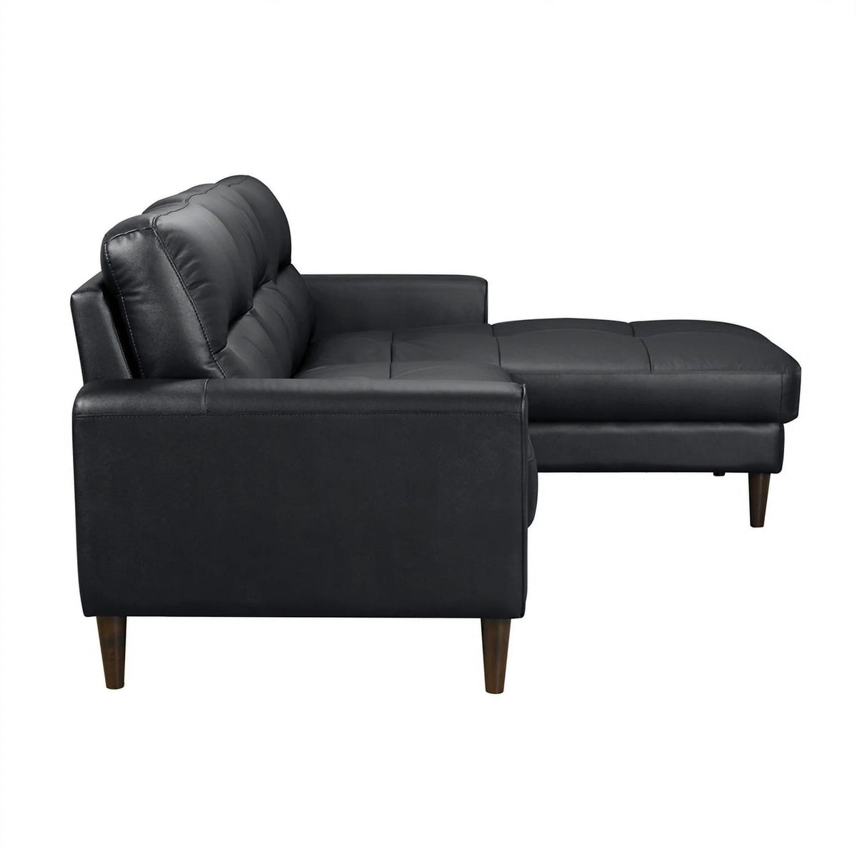 Black 2-Piece Leather Match Sectional with Right Chaise Y993264