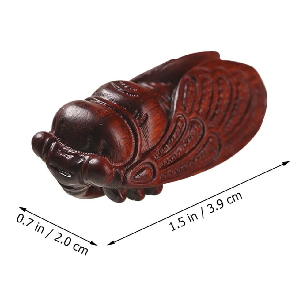 Wooden Cicada Figurine Handmade Ornament O2349