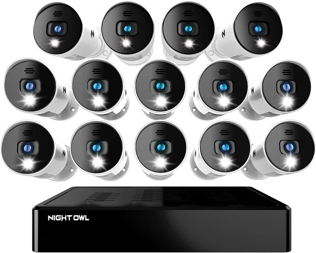 16 Channel Bluetooth Video Home Security Camera System with 12 Wired 1080p HD Indoor/Outdoor Spotlight Cameras with Audio and 1TB Hard Drive O87332