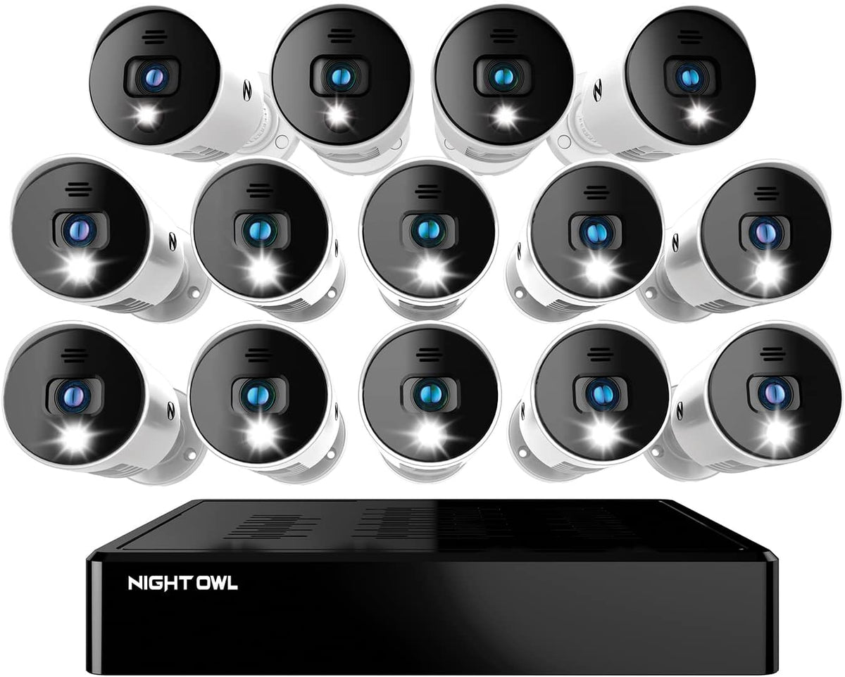 16 Channel Bluetooth Video Home Security Camera System with 12 Wired 1080p HD Indoor/Outdoor Spotlight Cameras with Audio and 1TB Hard Drive O87332