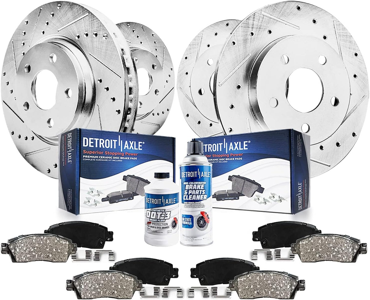 10.83" Front & Rear Drilled Slotted Rotors + Brake Pads 10pc Set I261651