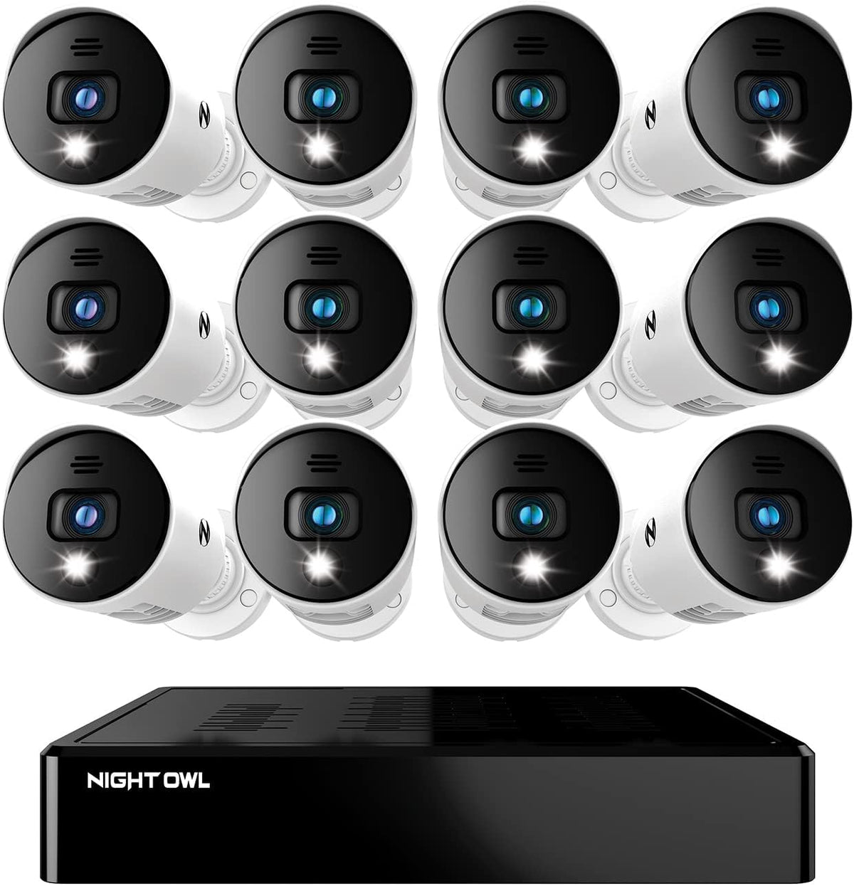 16 Channel Bluetooth Video Home Security Camera System with 12 Wired 1080p HD Indoor/Outdoor Spotlight Cameras with Audio and 1TB Hard Drive O87332