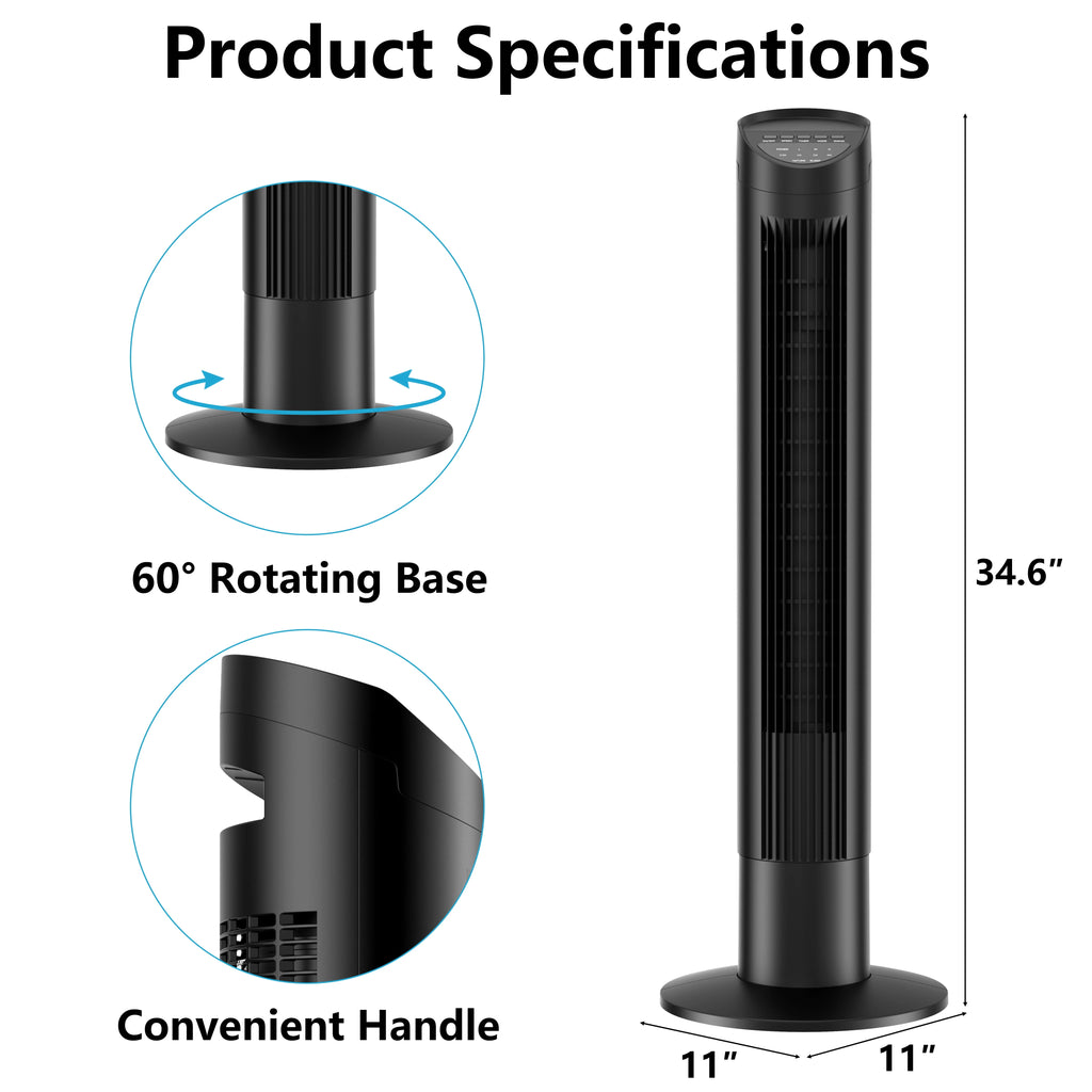 35 Standing Floor Fan with Remote, 3 Speeds, 3 Modes, 8H Timer I983562
