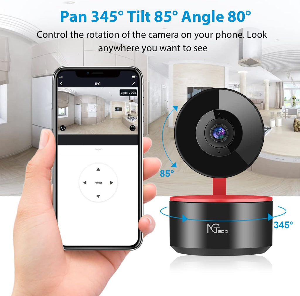 Indoor WiFi Security Camera 1080P Night Vision 2 Way Audio C53446