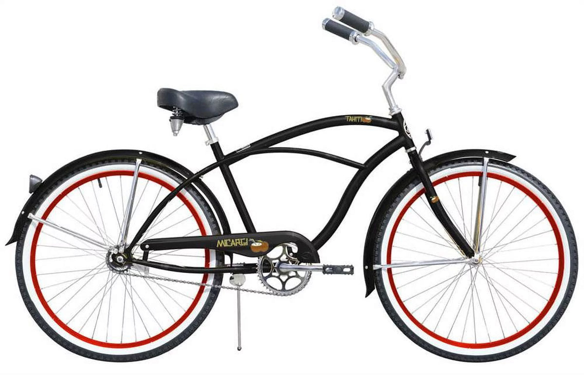 26" Beach Cruiser Coaster Brake Stainless Steel Spokes Alloy Red Rims Black/ Red M6350