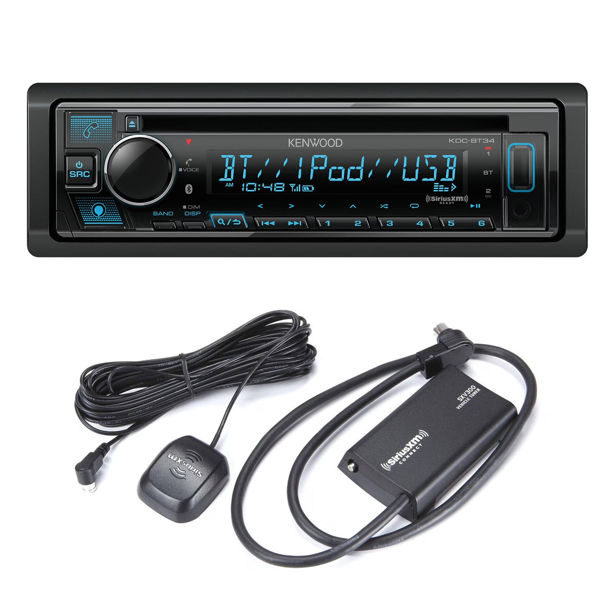 Bluetooth single DIN CD receiver with Satellite Tuner E543232