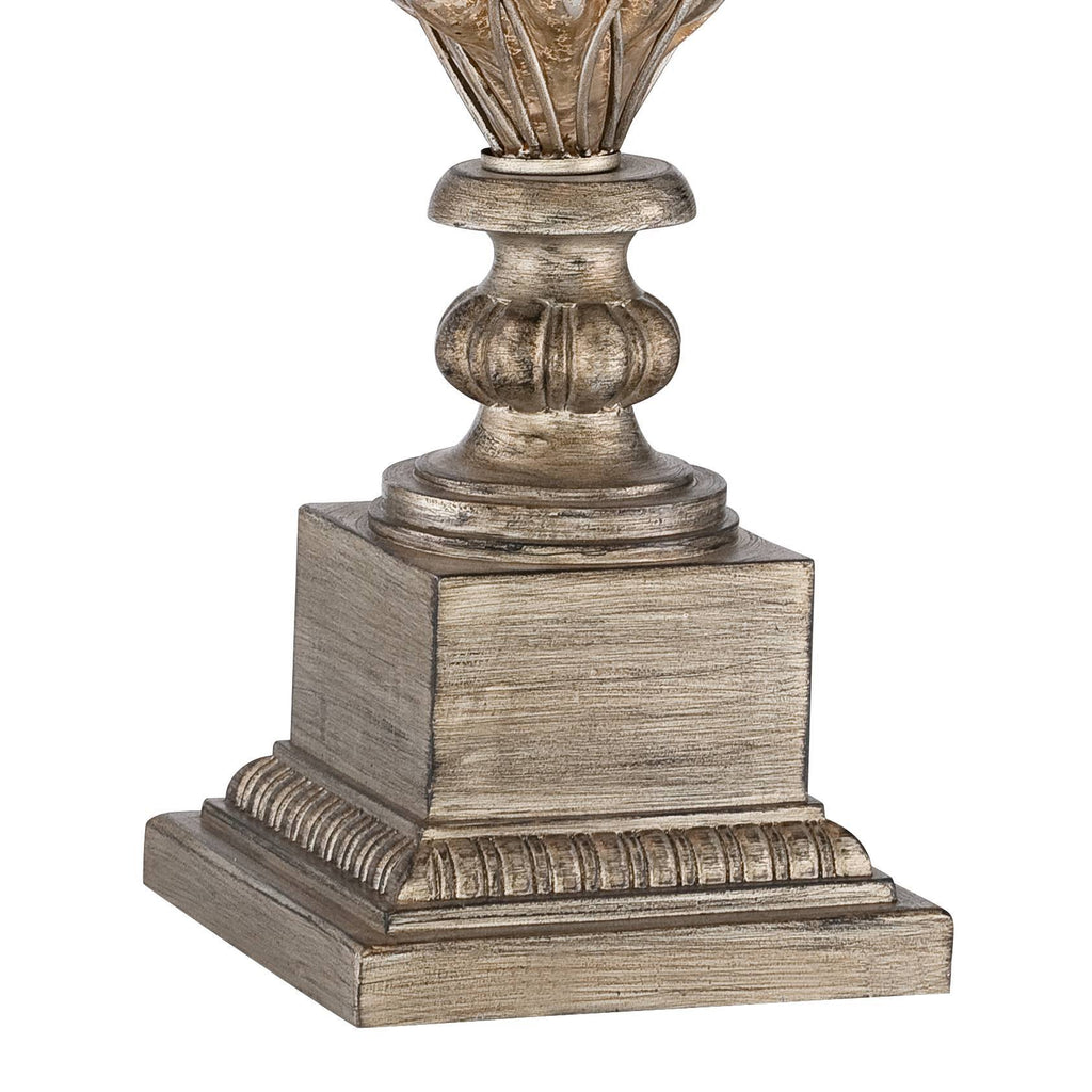Traditional Table Lamp with Nightlight LED Mercury Glass Off White Fabric Bell Shade N516