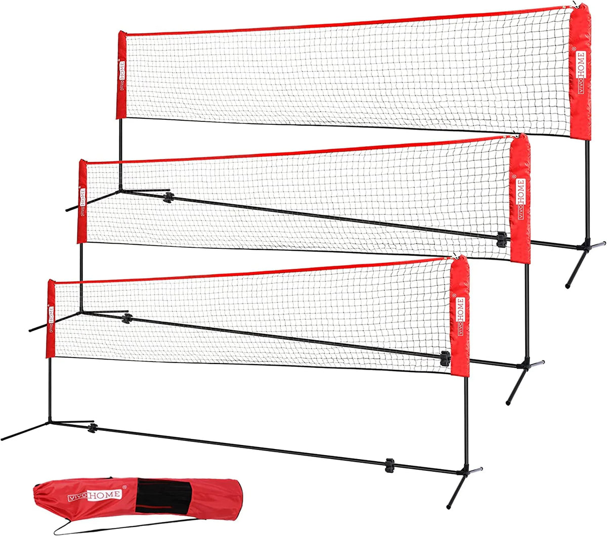 Adjustable Outdoor Badminton Net Set with Carry Bag T59385