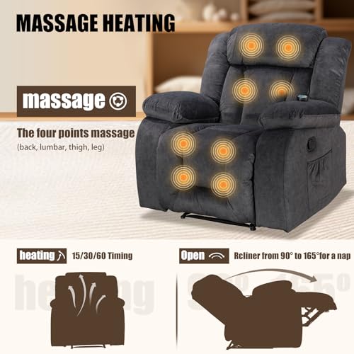 Oversized Khaki Recliner Chair with 360 Degree Swivel I535