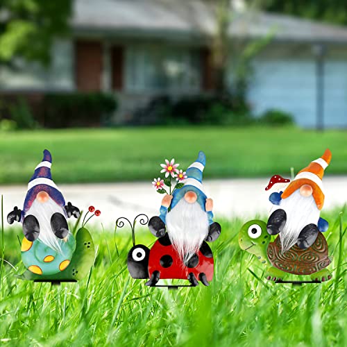 12 Inch Metal Garden Gnome Stakes 4 Pack E78664