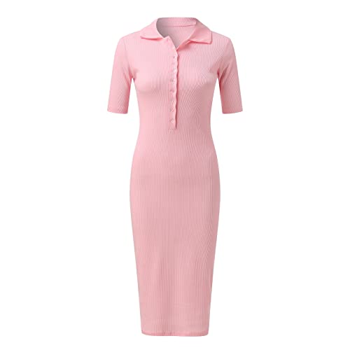 Women's Casual Solid Color Short Sleeve Mini Dress O429