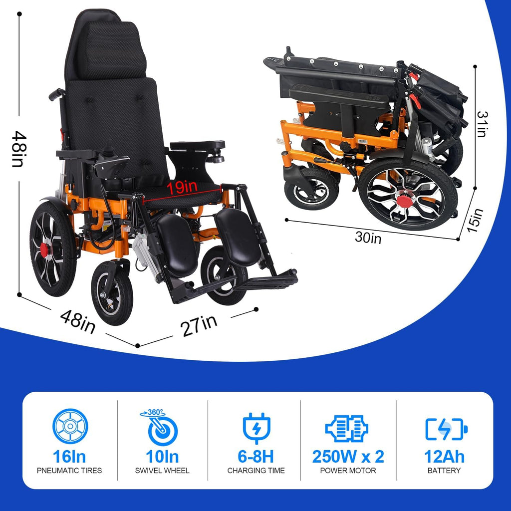 Lightweight Foldable Electric Wheelchair with Headrest N44285