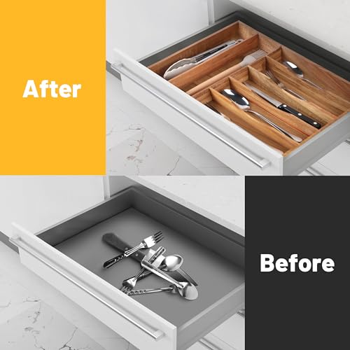 7 Slots Acacia Silverware Organizer R349336