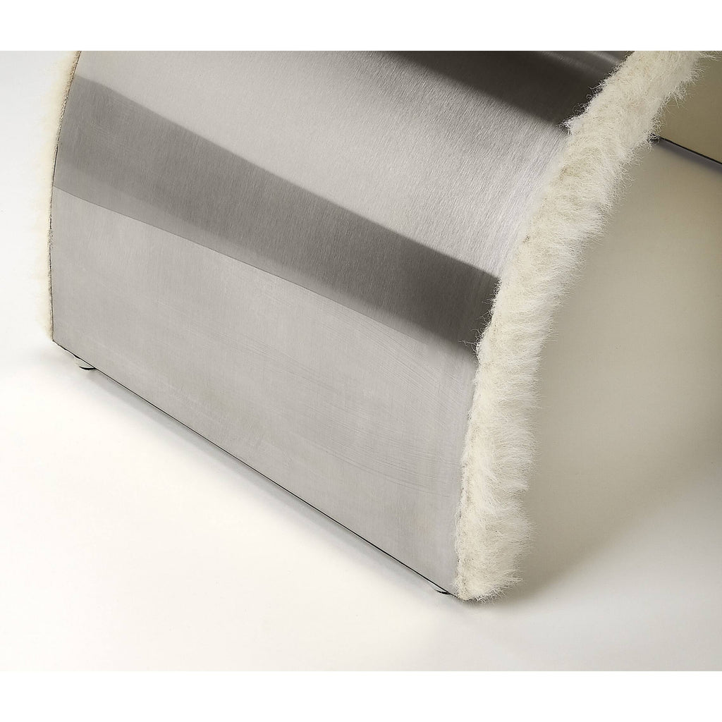 Faux Fur Silver Stool I252