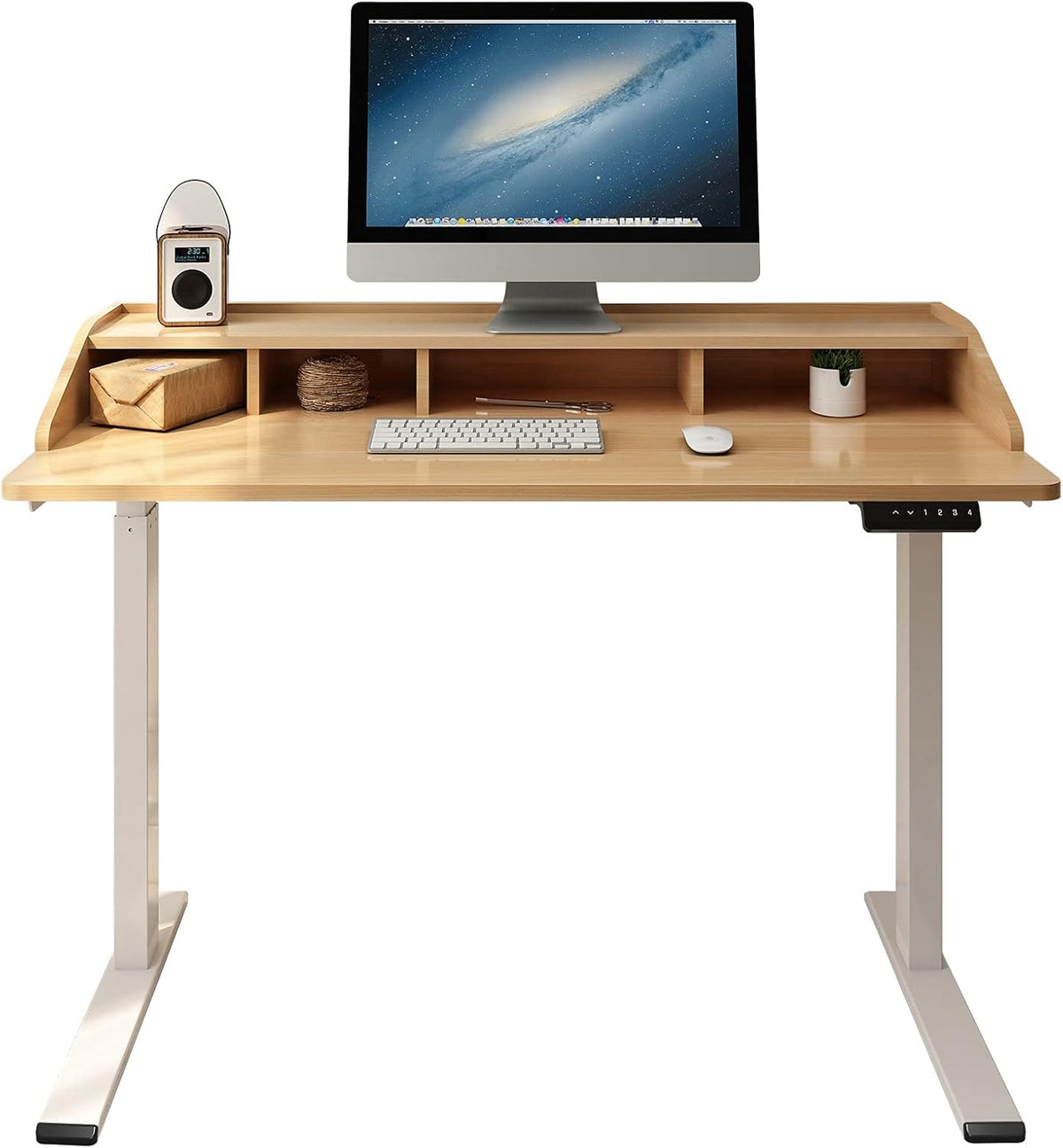 Espresso Cottage Oak Electric Standing Desk with Drawers M273
