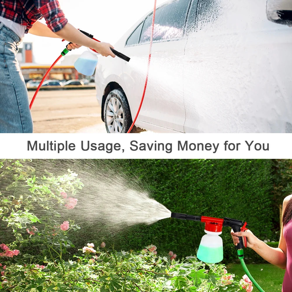 Car Wash Foam Sprayer Nozzle Kit with 1 Liter Bottle Universal Connectors D196