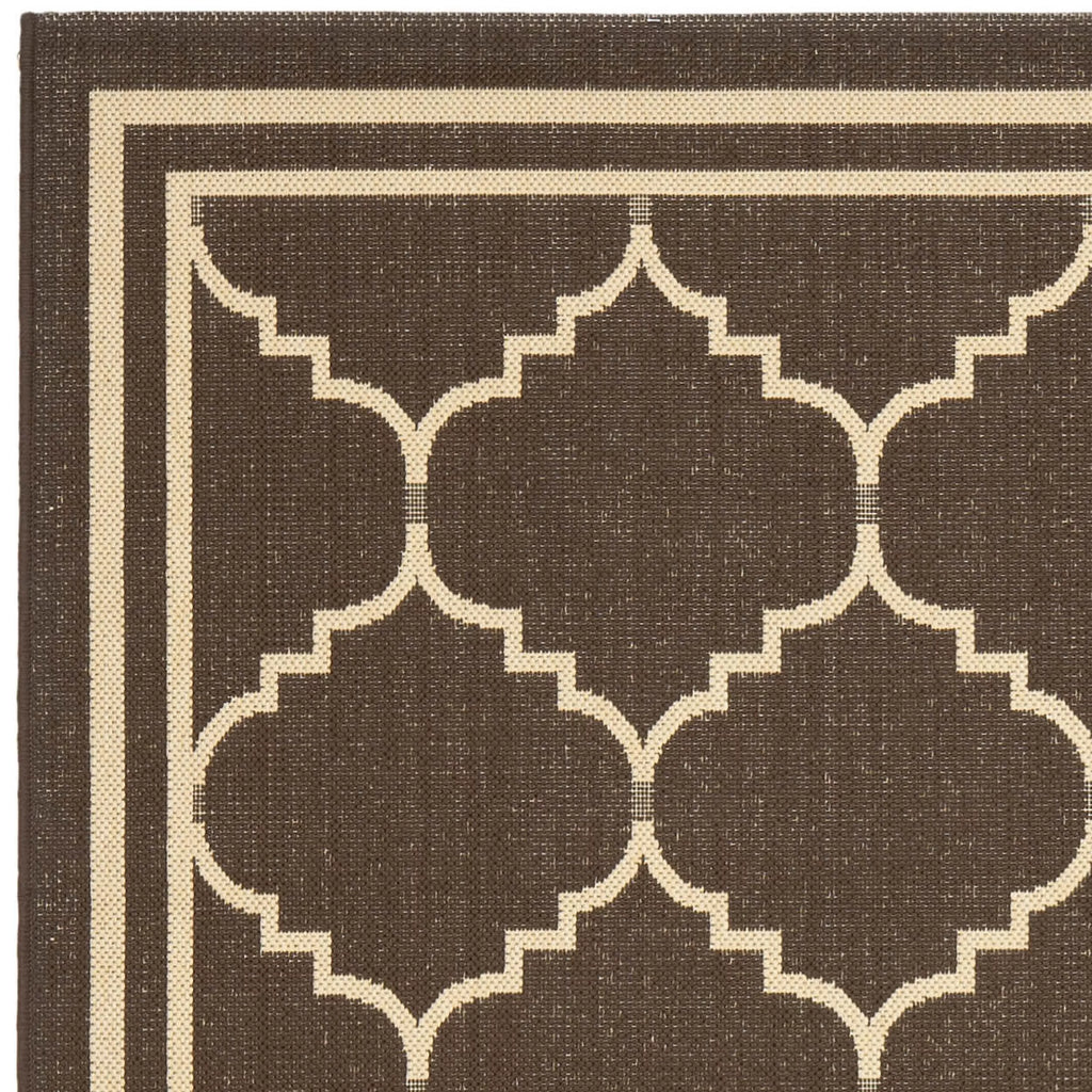 Chocolate Cream Geometric Indoor Outdoor Area Rug T793889