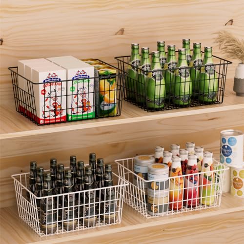 Freezer Baskets, Pantry Storage Bins, Metal Wire Organizer 14"x11"x6" F177