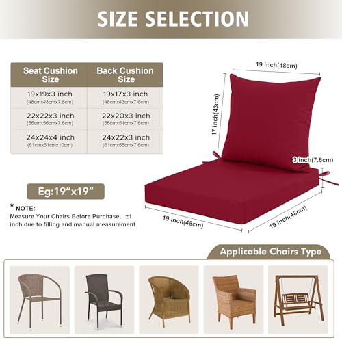 24x24 Inch Waterproof Outdoor Cushions Set of 2 Dark Grey W692522