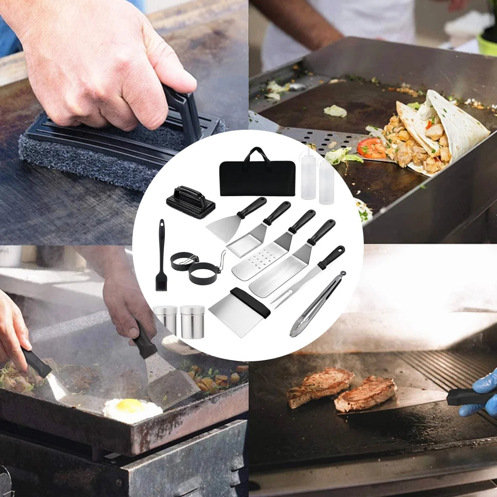15 Pcs Stainless Steel BBQ Tools Set with Storage Bag M788393