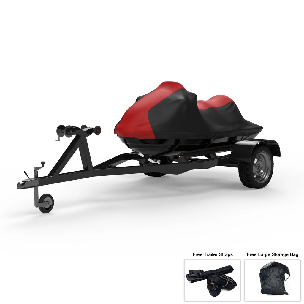 Red / Black Jet Ski Cover with Trailer Straps and Storage Bag Z45697