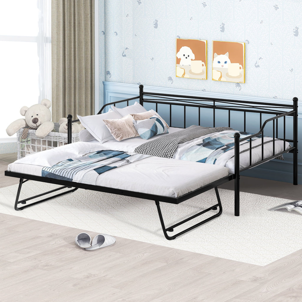 Black Twin Size Metal Daybed with Trundle J351377