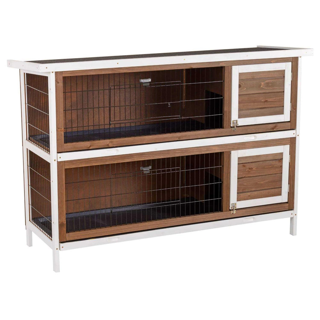 2-Story Wooden Rabbit Hutch with Lockable Doors T6457