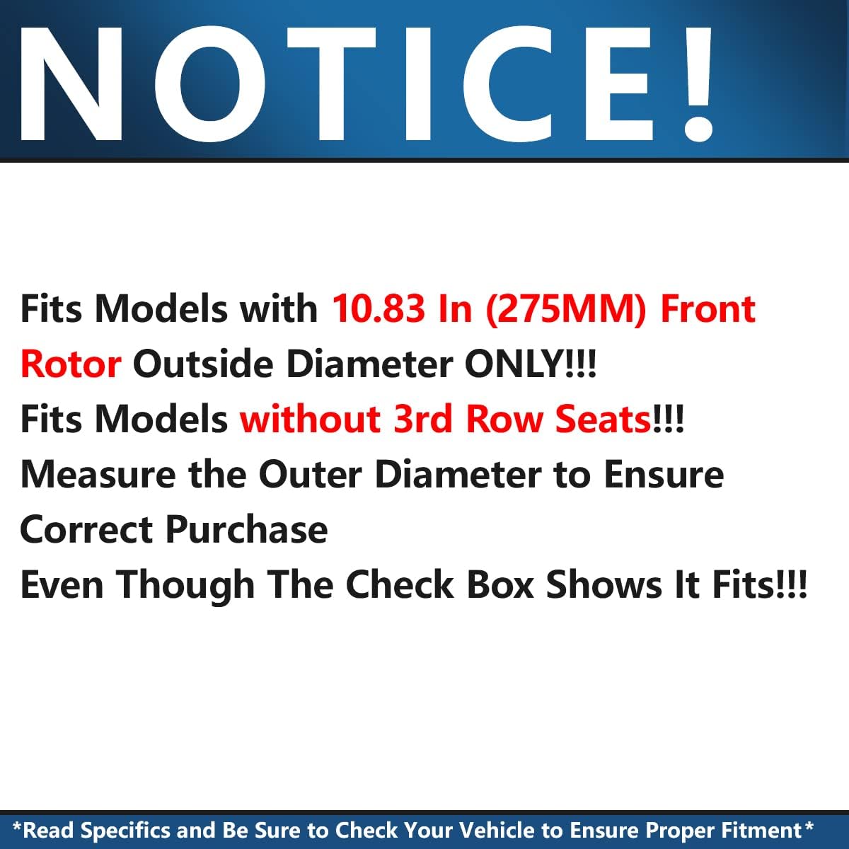 10.83" Front & Rear Drilled Slotted Rotors + Brake Pads 10pc Set I261651