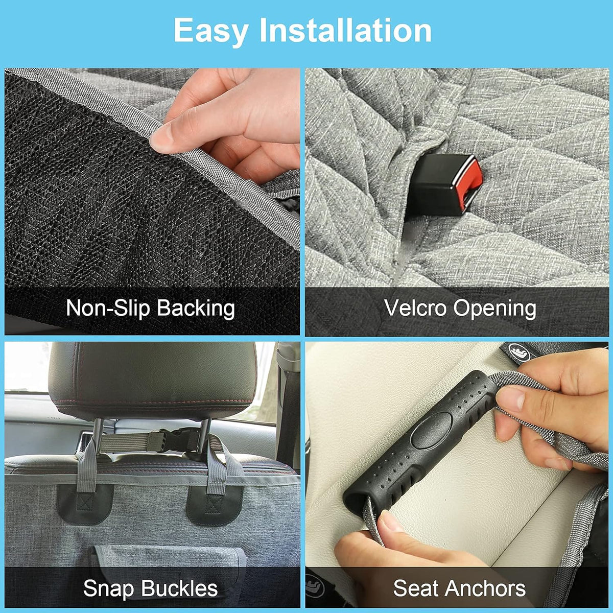 Gray Waterproof Dog Car Seat Cover with Mesh Window G20821
