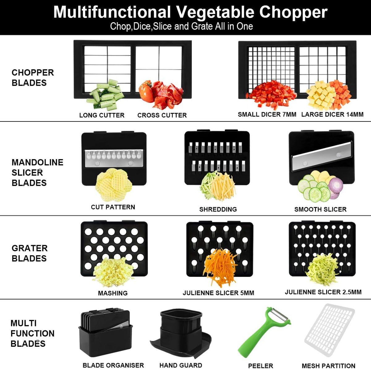 14 in 1 Vegetable Chopper with Container I7439