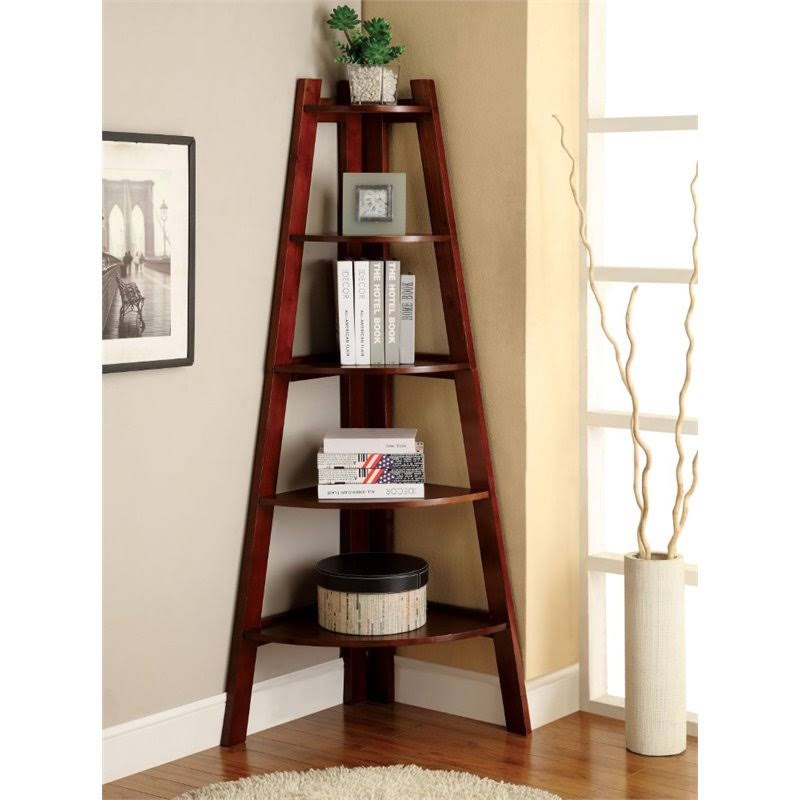5-Shelf Wood Corner Bookcase I8541