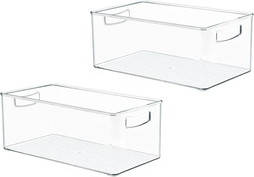 2 Pack Deep Freezer Organizer Bins, Stackable Chest Freezer Storage Bins, Food-Grade Plastic H500691