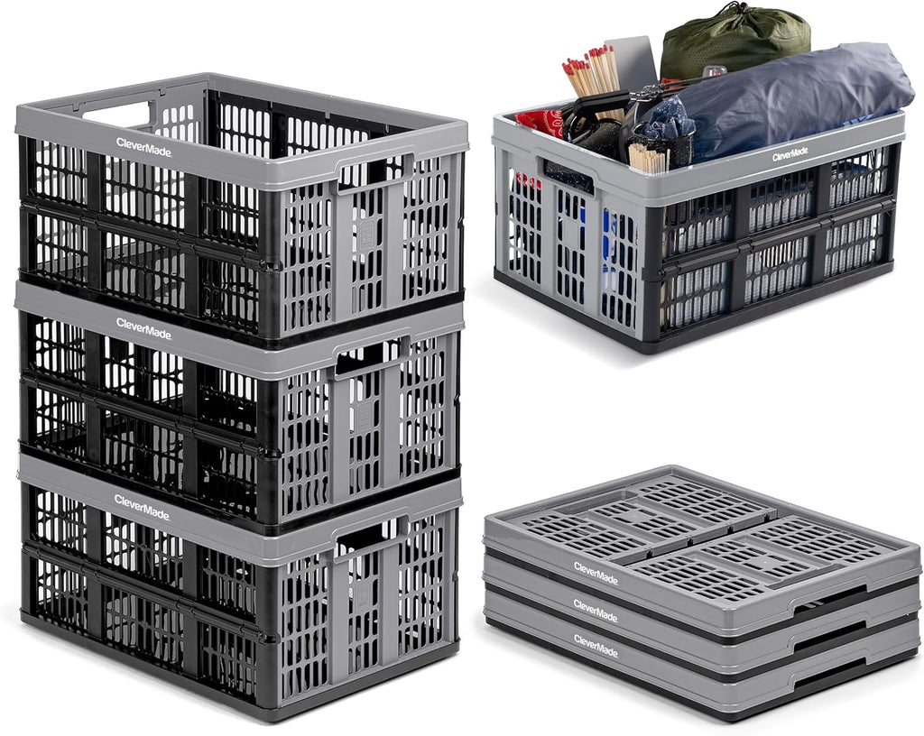 3PK 45L Collapsible Plastic Storage Bins C462777