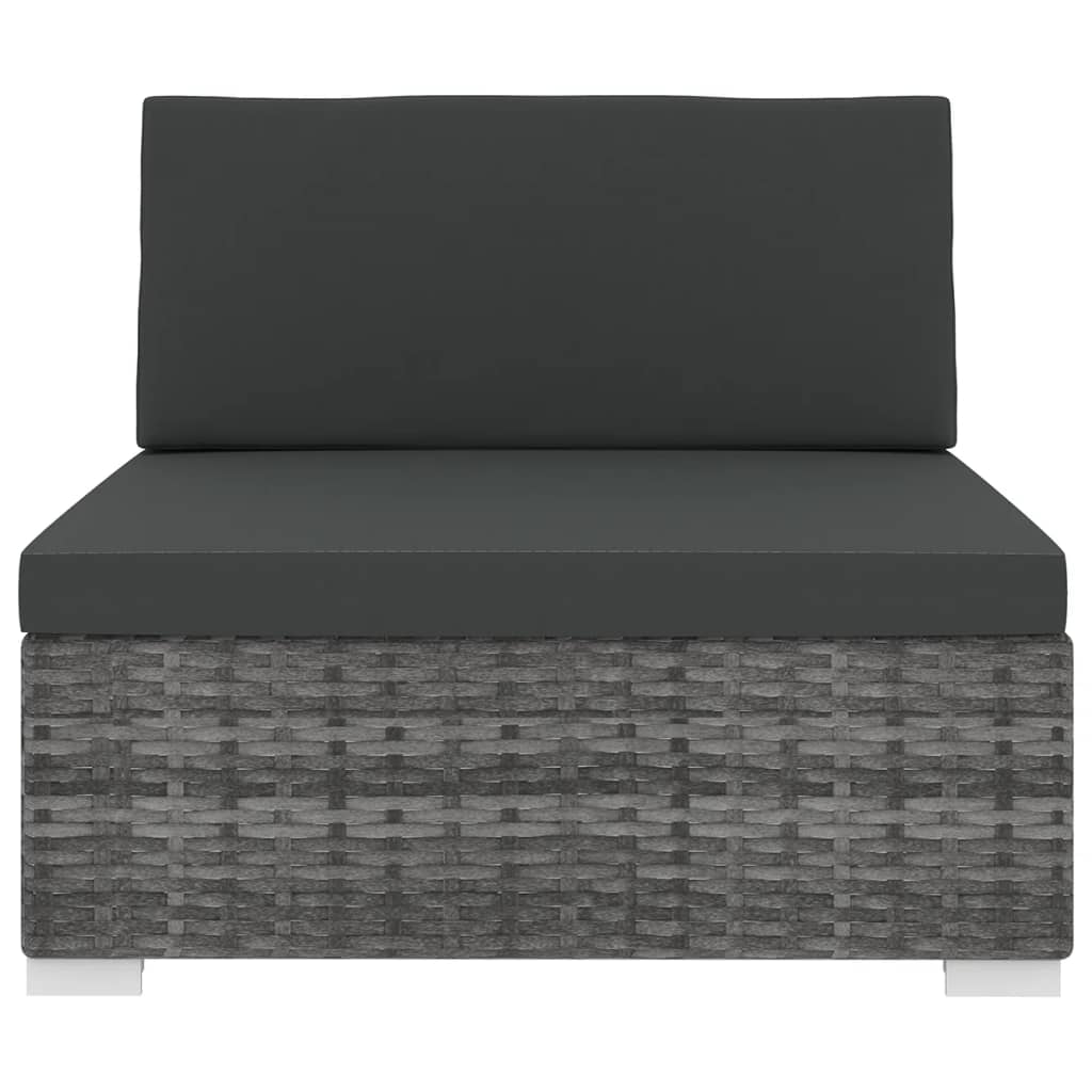 Gray Poly Rattan Sectional Middle Seat with Cushions X714127