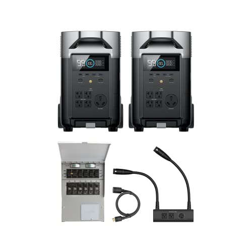 2 DELTA Pro 3 with 50 Amp Hub, 120/240V 8000W AC Output, Solar Generator F916832