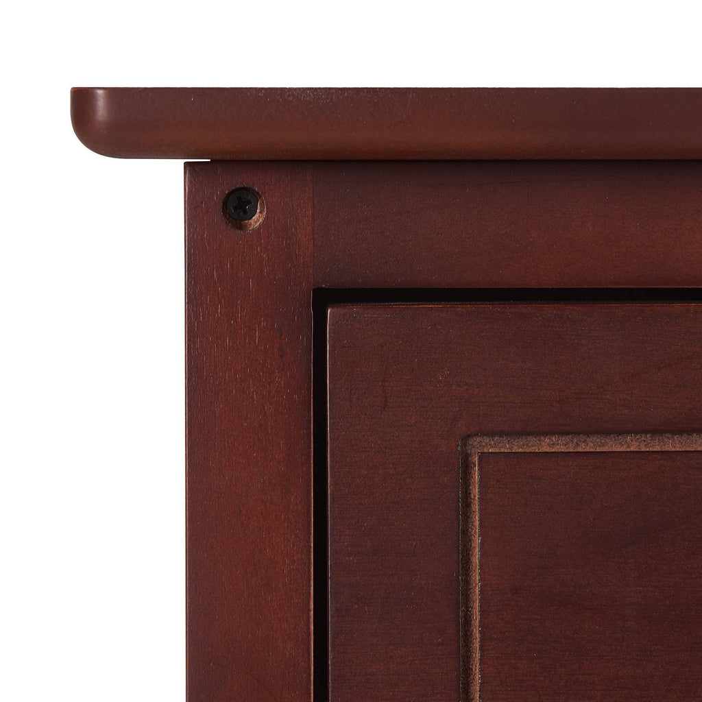 Walnut Side Table with Drawer and Storage Cabinet S182369