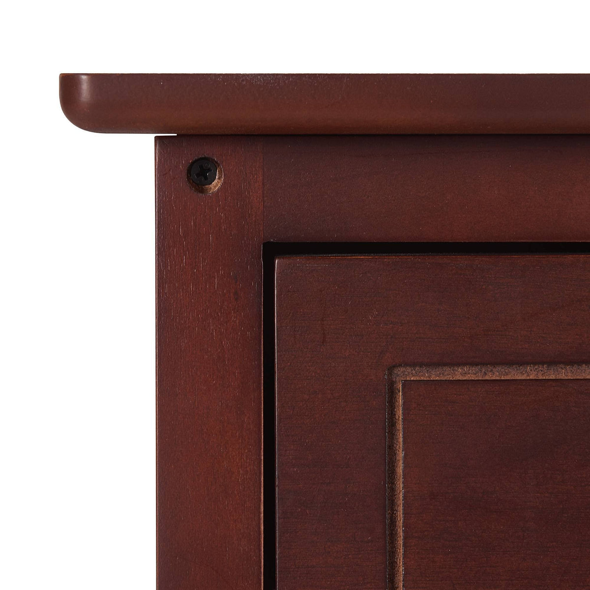Walnut Side Table with Drawer and Storage Cabinet S182369