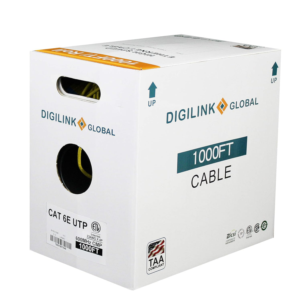 Bulk Ethernet Cable, 250ft, 23AWG, Solid Bare Copper, Blue, Pack of 2 H219847