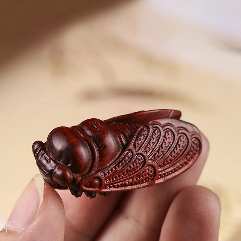 Wooden Cicada Figurine Handmade Ornament O2349
