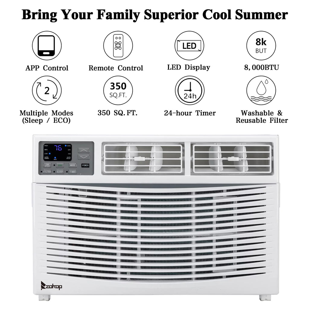 8000BTU 115V Window Air Conditioner with Remote Control Q849